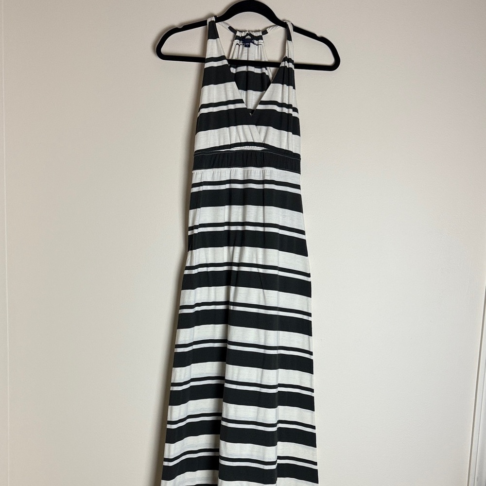GAP Women's Brown White Striped Halter Knit Maxi Dress Size M